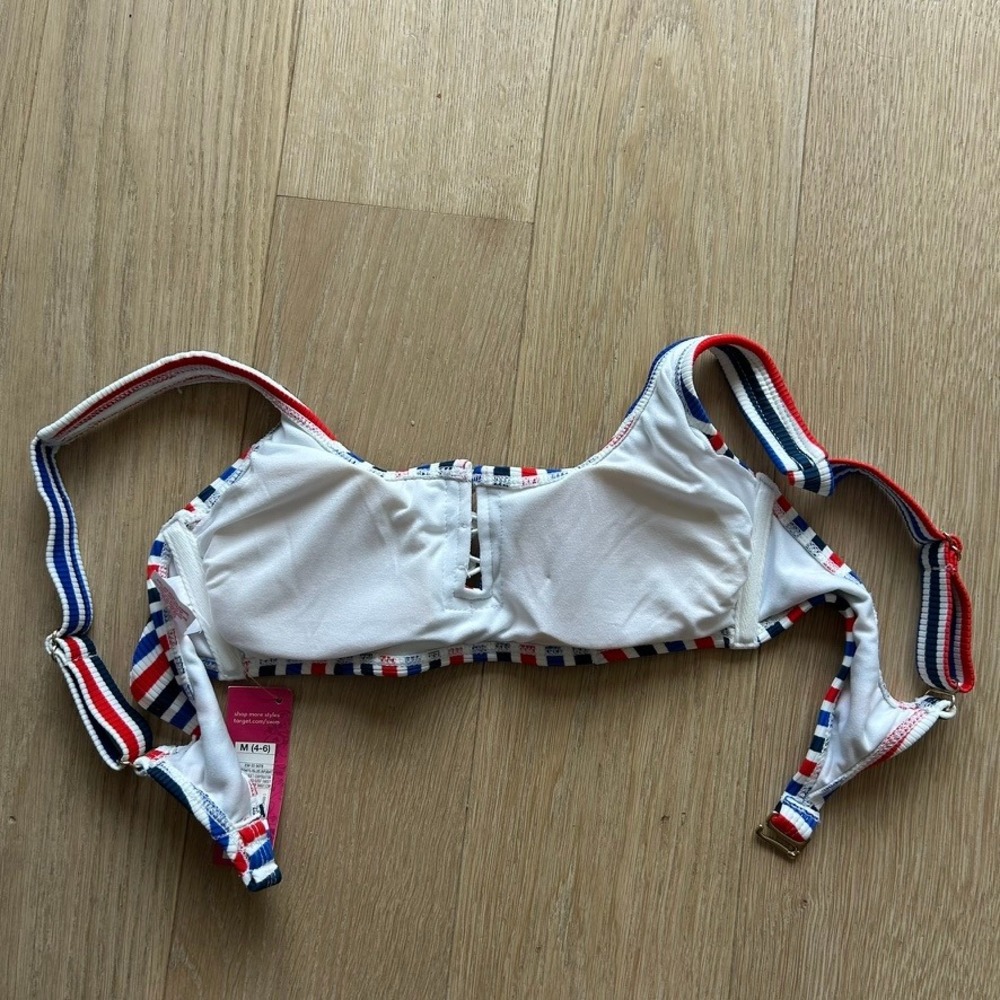Xhilaration Striped Bikini Set High Waisted Red White Blue M Ribbed Nautical NWT - Picture 7 of 9